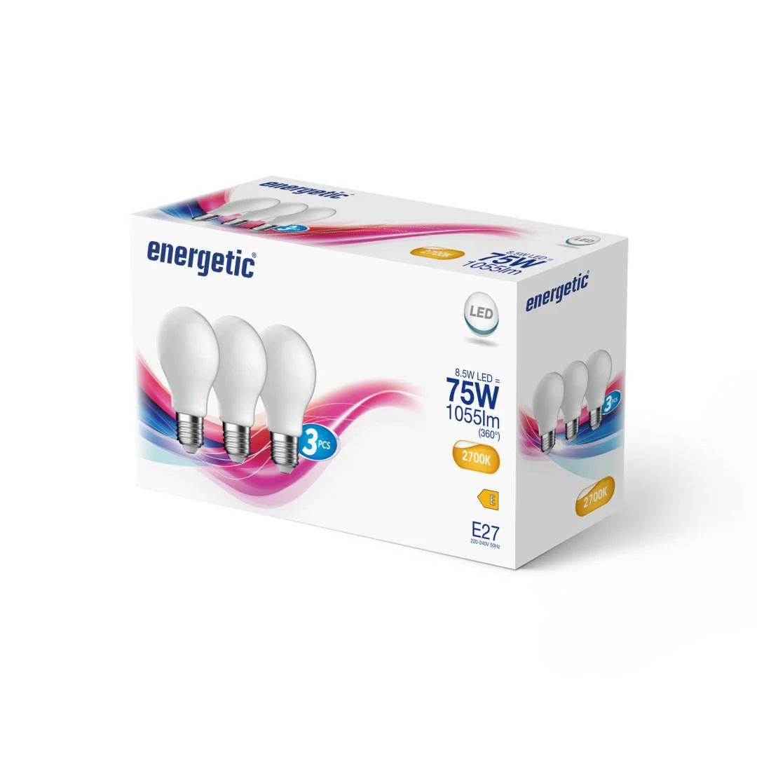 E27 A60 2700K 1055lm opaali 3-pack - Image 2