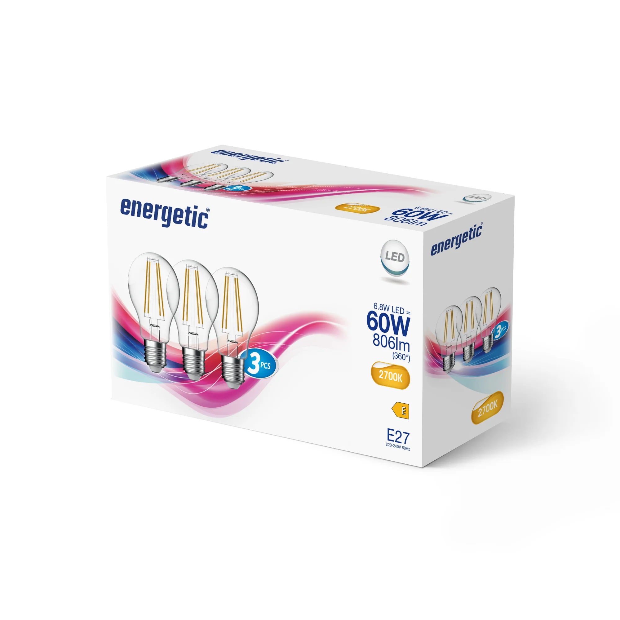 E27 A60 2700K 806lm kirkas 3-pack - Image 2