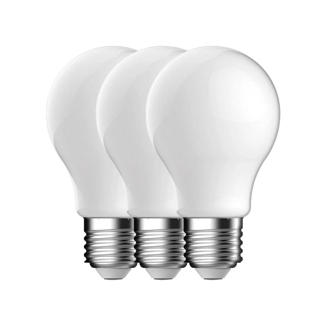 E27 A60 2700K 806lm opaali 3-pack