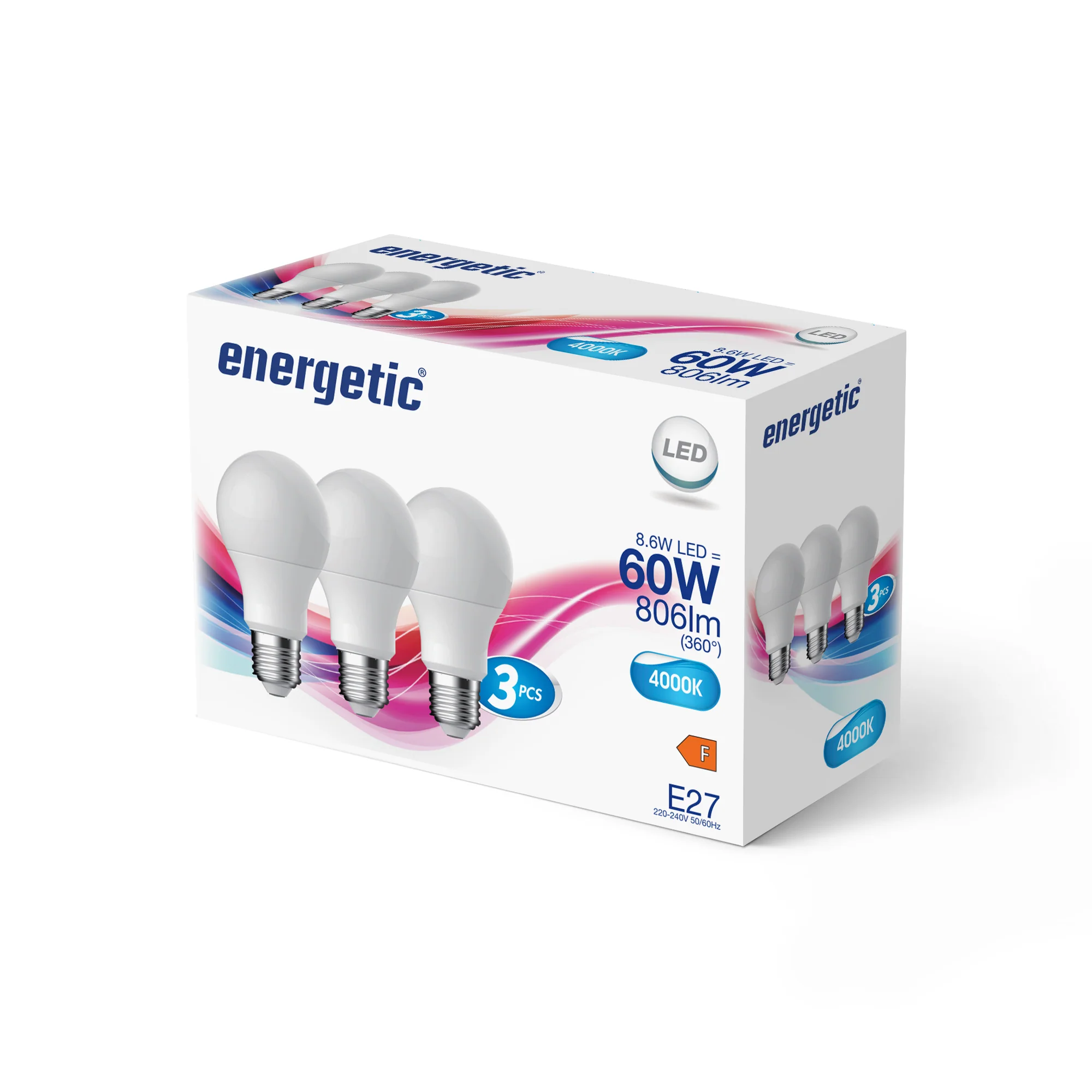 E27 A60 4000K 806lm huurre 3-pack - Image 2