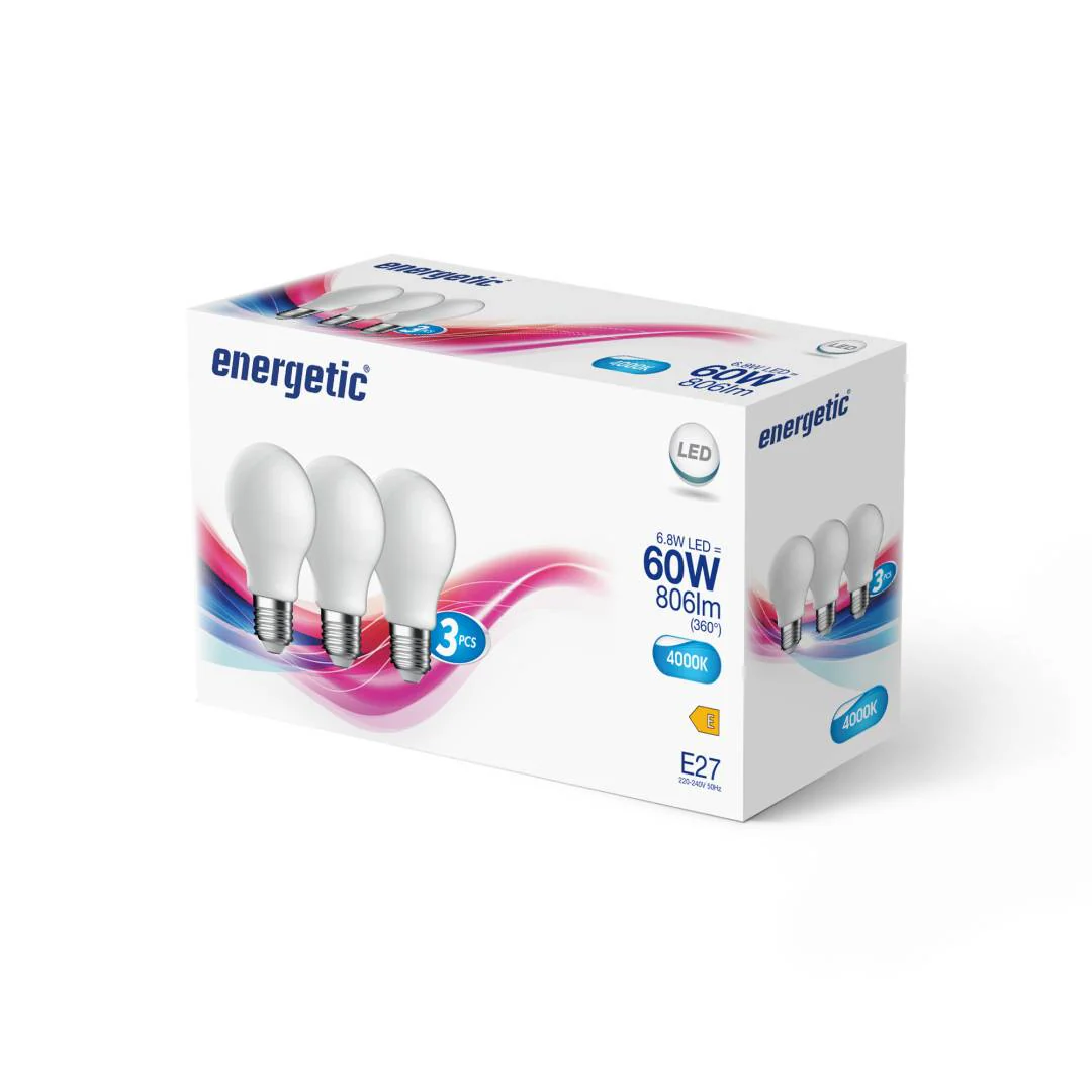 E27 A60 4000K 806lm opaali 3-pack - Image 2