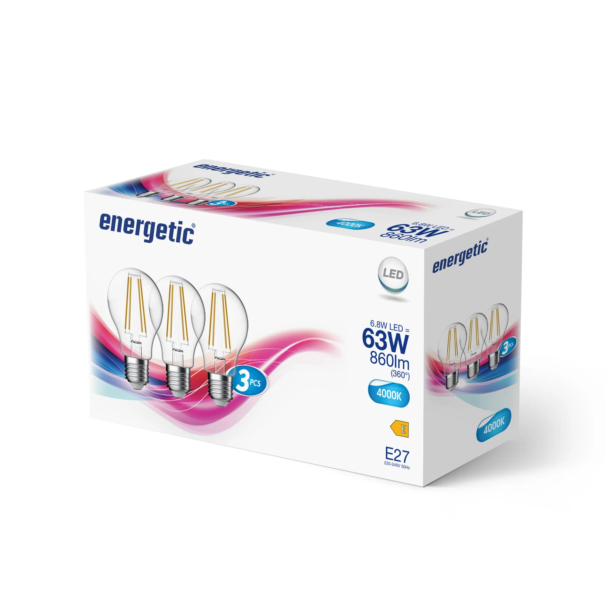 E27 A60 4000K 860lm kirkas 3-pack - Image 2