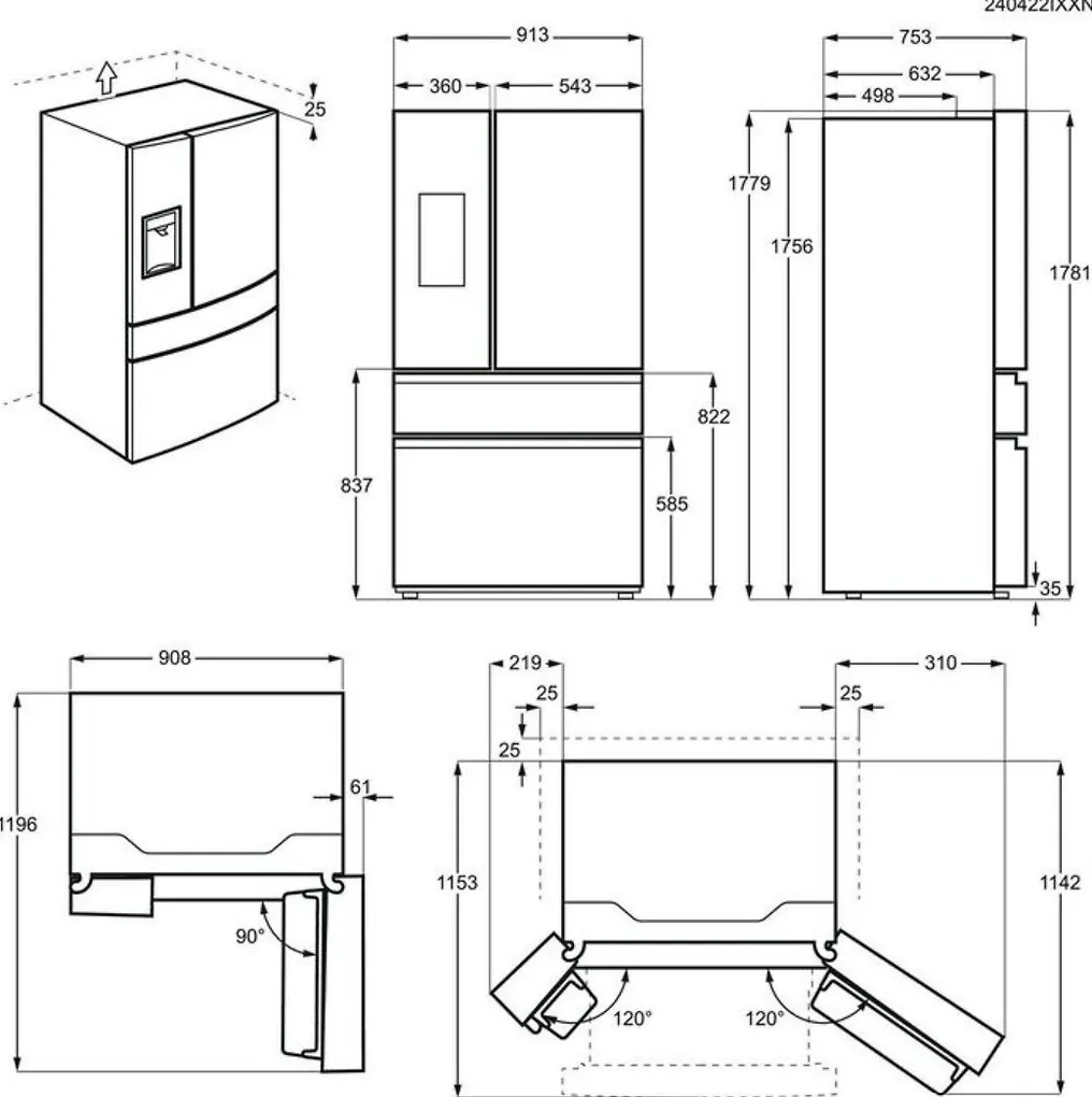 Electrolux LLI9VE54X0 French Door Side By Side, teräs - Image 16