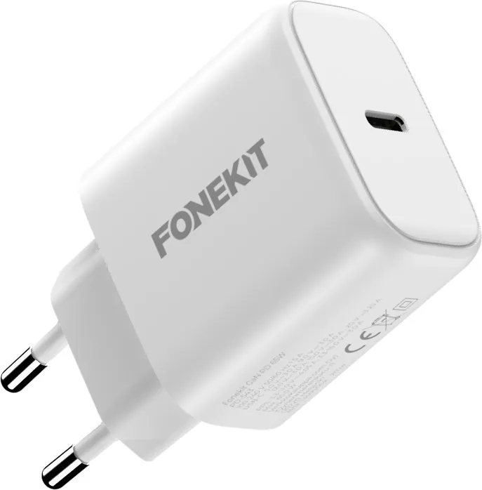 FoneKit GaN PD 65W -verkkovirtalaturi, USB-C, valkoinen - Image 3