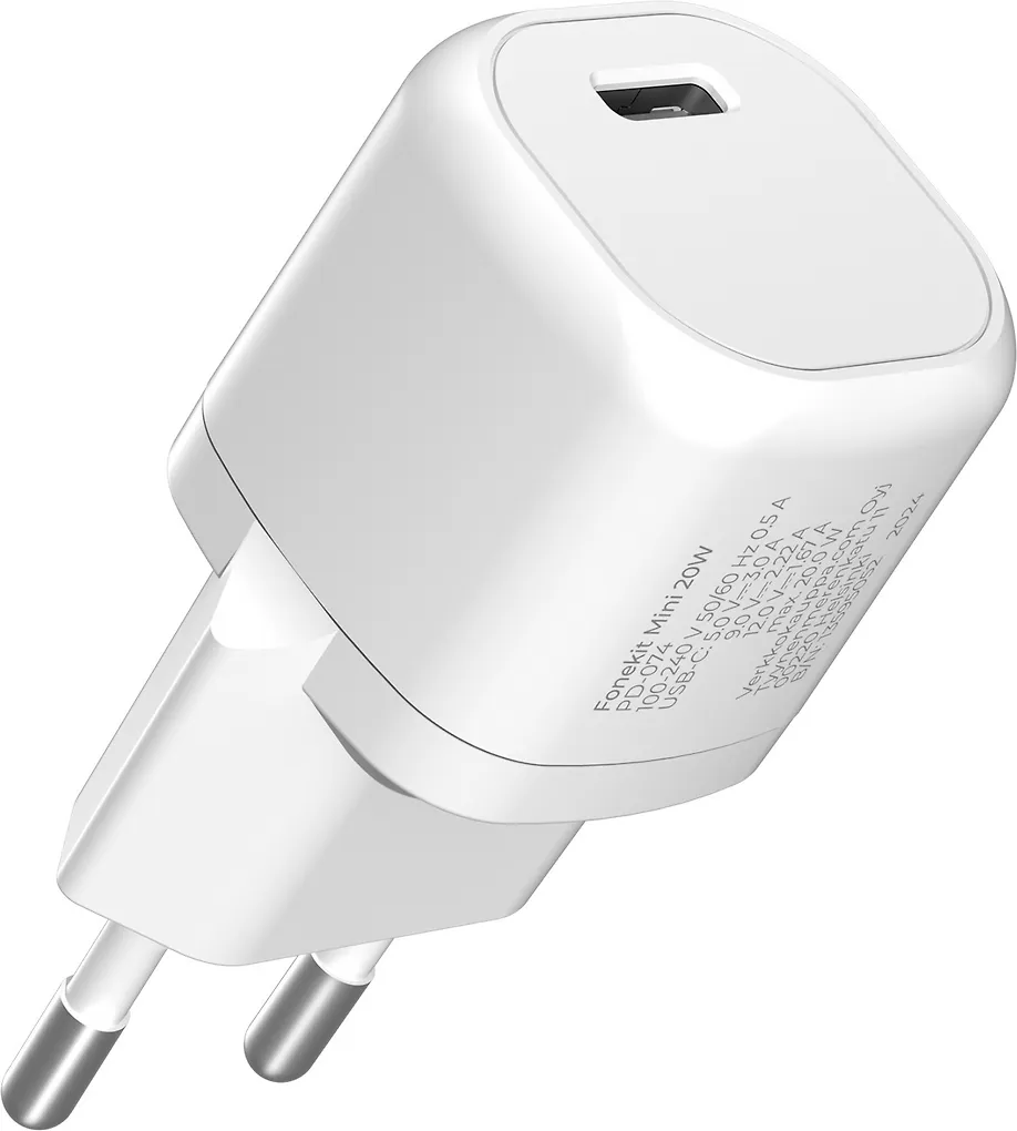 FoneKit Mini 20W -verkkovirtalaturi, USB-C, valkoinen - Image 2