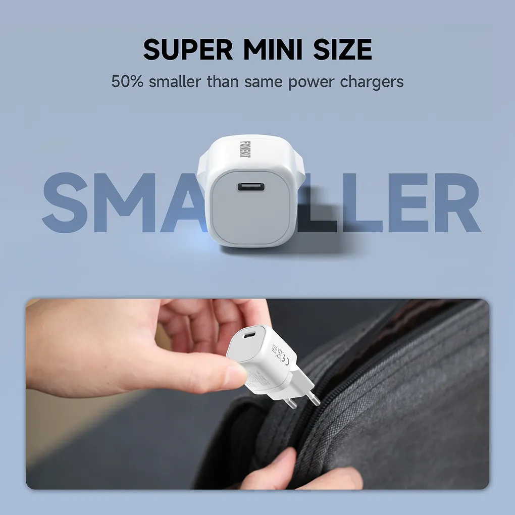 FoneKit Mini 20W -verkkovirtalaturi, USB-C, valkoinen - Image 5
