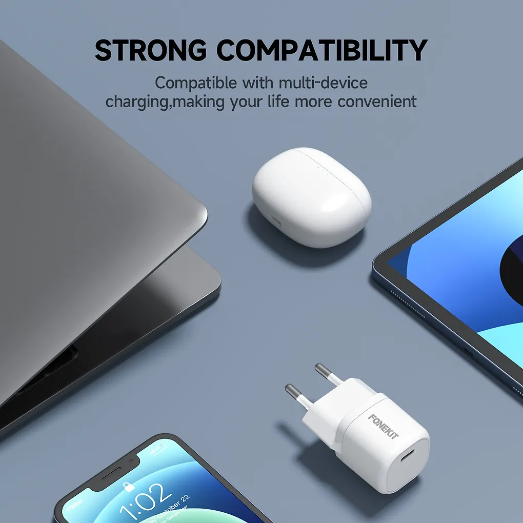 FoneKit Mini 20W -verkkovirtalaturi, USB-C, valkoinen - Image 9