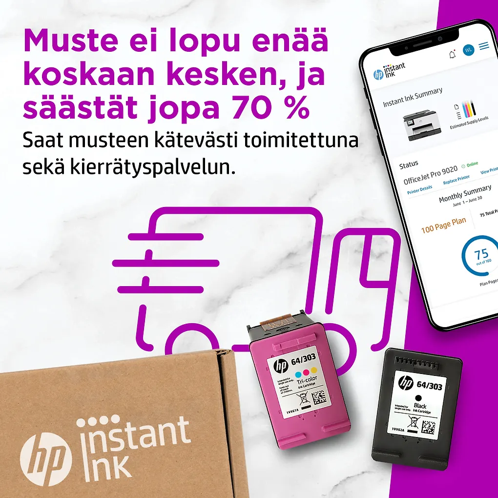 HP 62 -mustekasettipakkaus, musta ja kolmiväri - Image 6