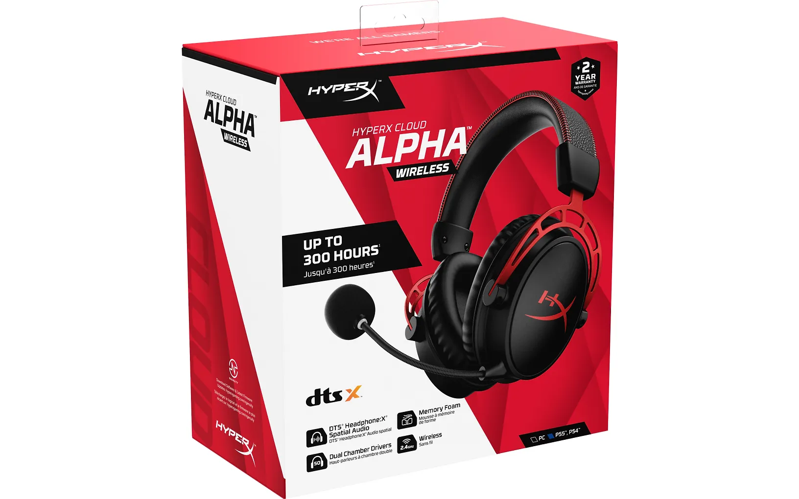 HyperX Cloud Alpha Wireless Headset -pelikuulokemikrofoni, Red - Image 2