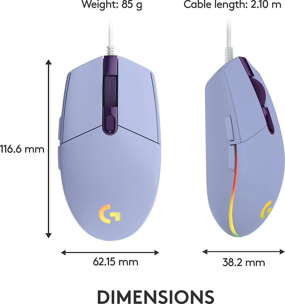 Logitech G203 Lightsync -pelihiiri, violetti - Image 12