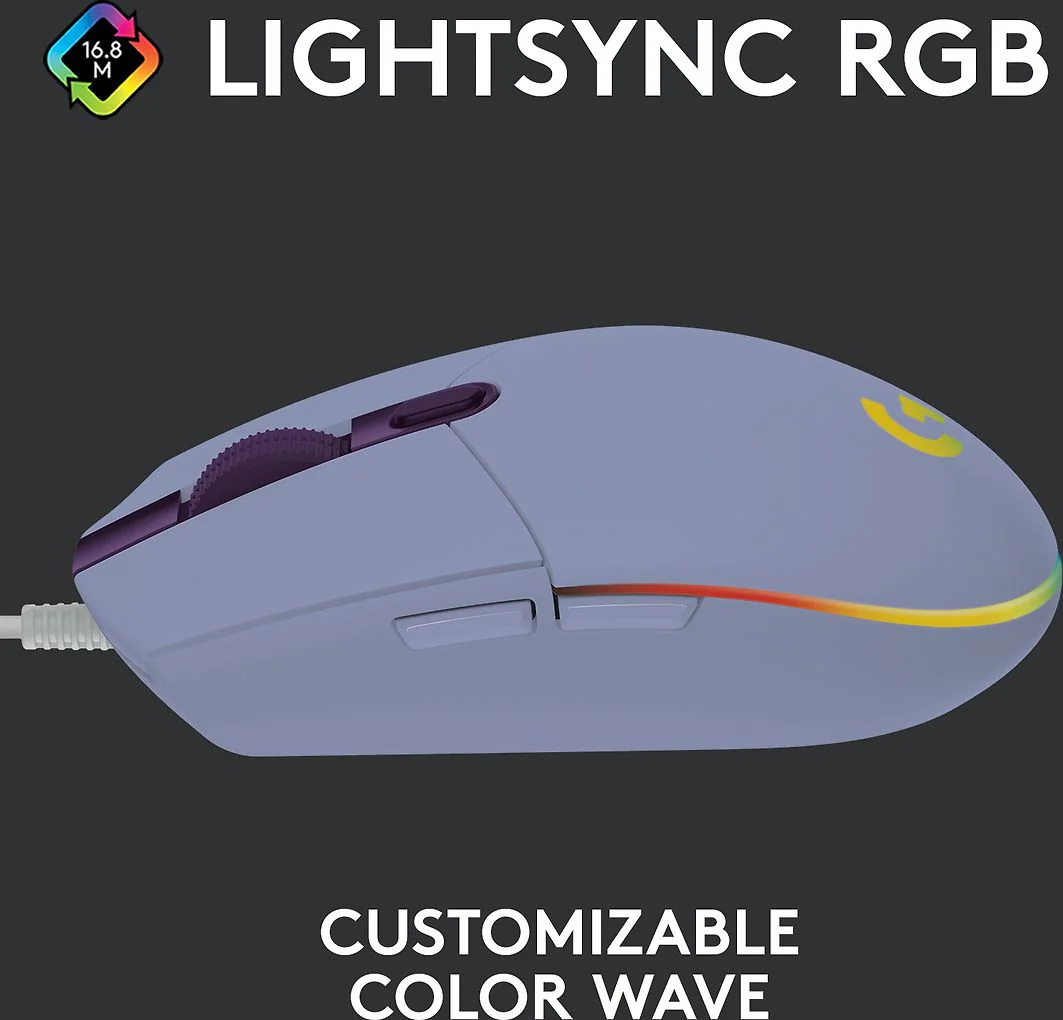Logitech G203 Lightsync -pelihiiri, violetti - Image 7