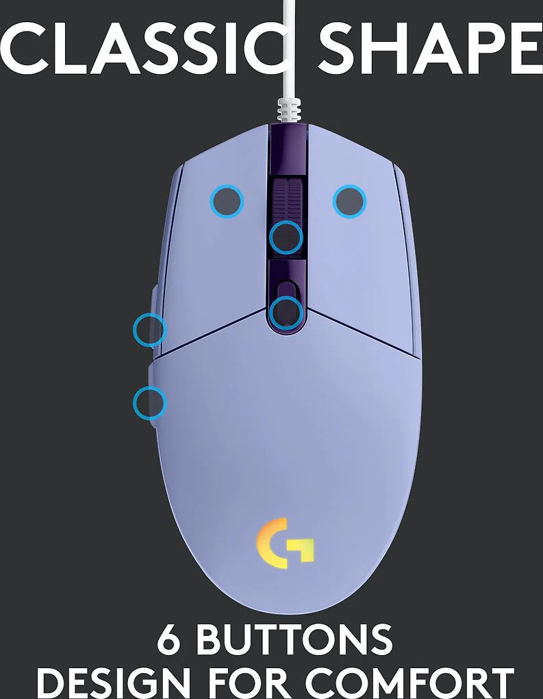 Logitech G203 Lightsync -pelihiiri, violetti - Image 9