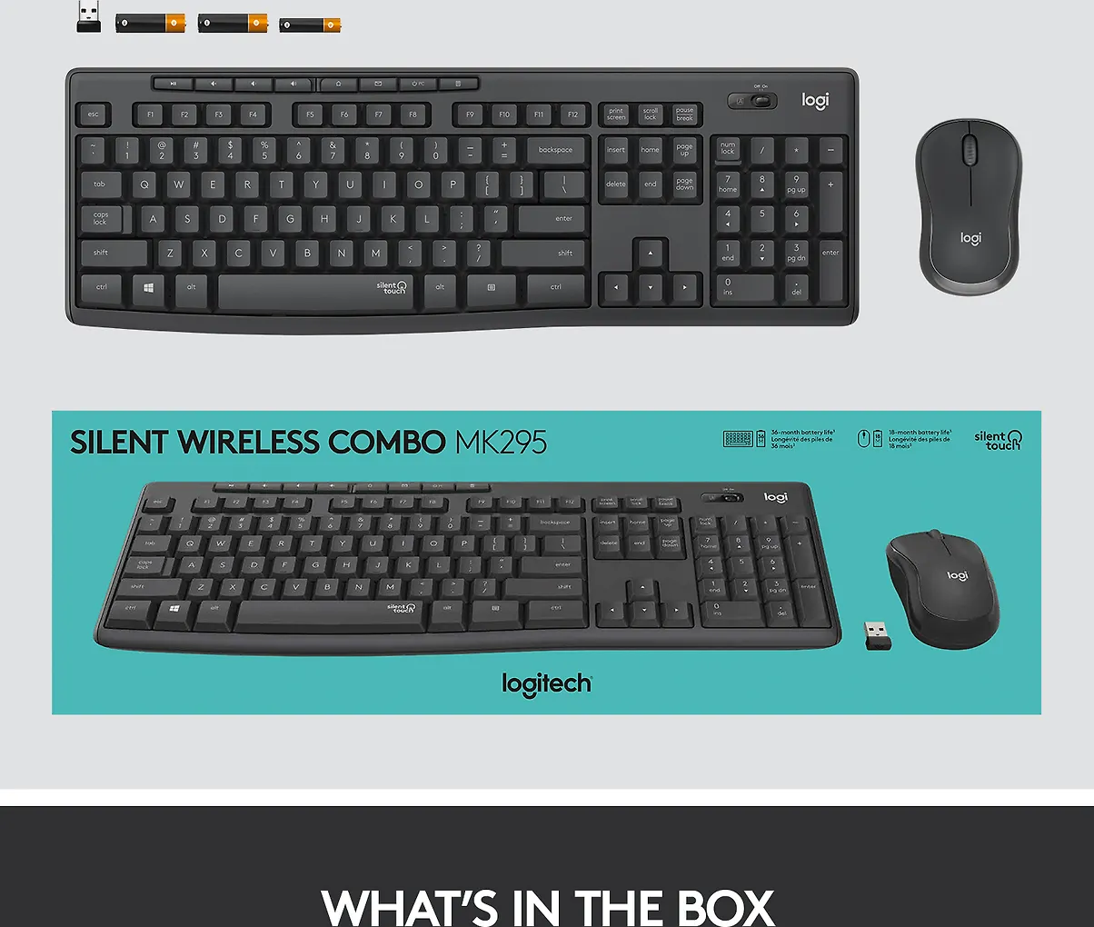 Logitech MK295 -näppäimistö ja hiiri, musta - Image 6
