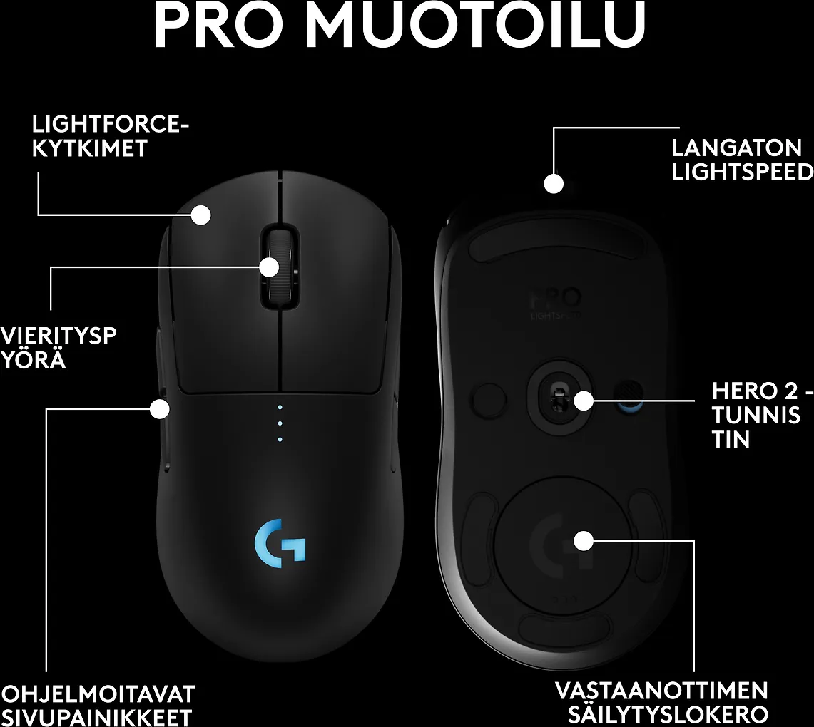Logitech PRO 2 LIGHTSPEED -pelihiiri, musta - Image 3