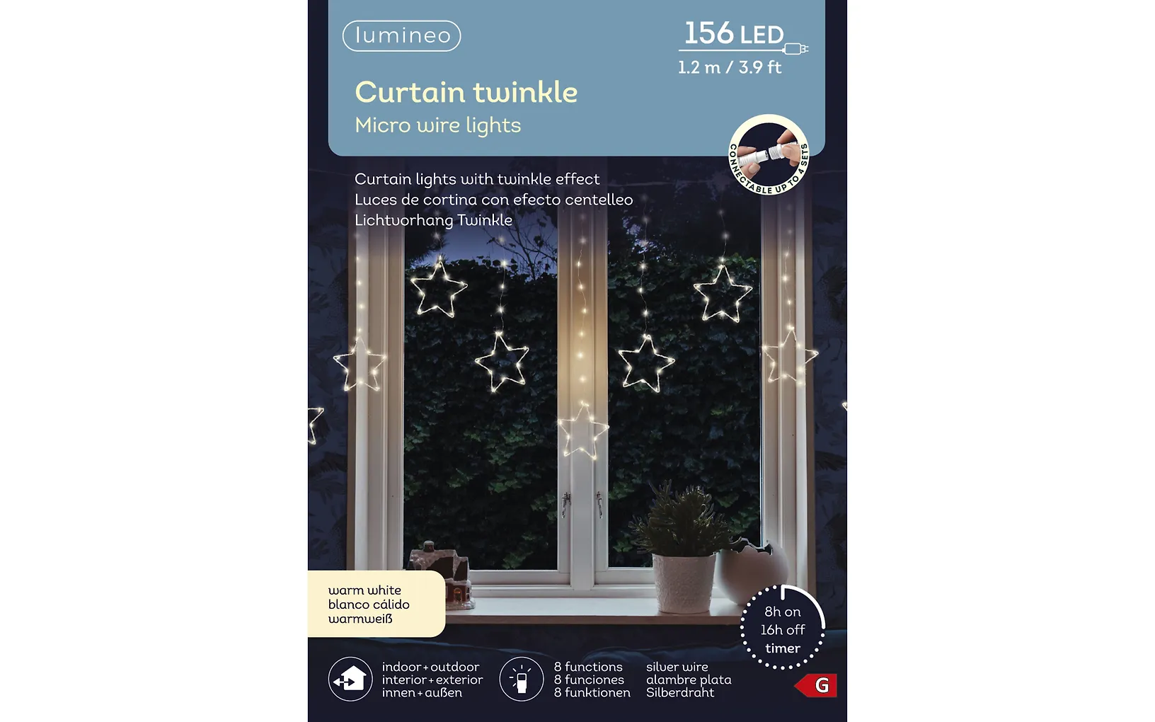Lumineo Micro LED star twinkle koristevalosarja ulkokäyttöön, 120 x 60 cm - Image 3