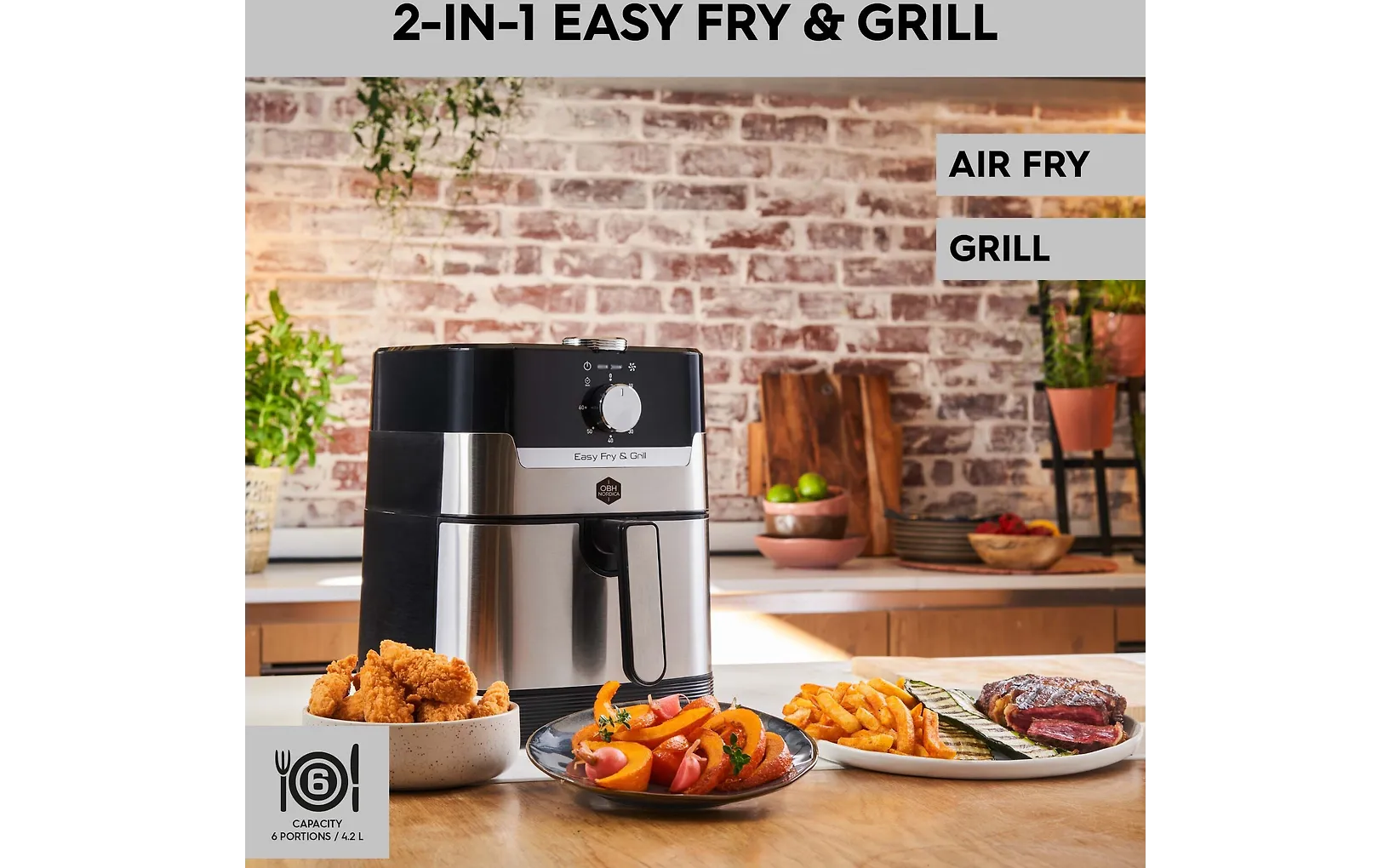 OBH Nordica Easy Fry & Grill Classic+ 2-in-1 airfryer - Image 4