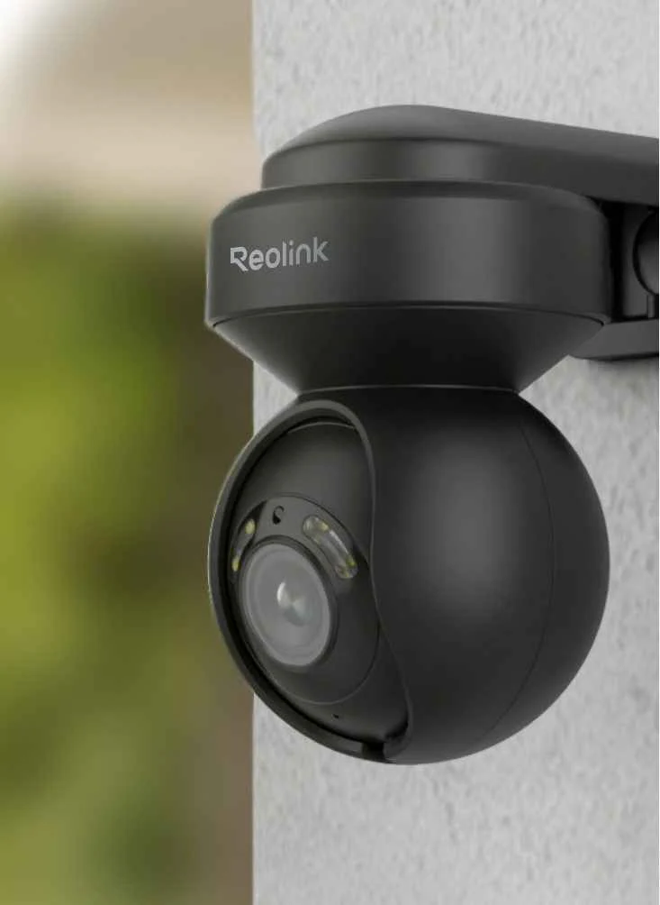 Reolink E1 Outdoor 5MP PTZ Auto Tracking AI WiFi kamera LED-kohdevaloilla (musta) - Image 2