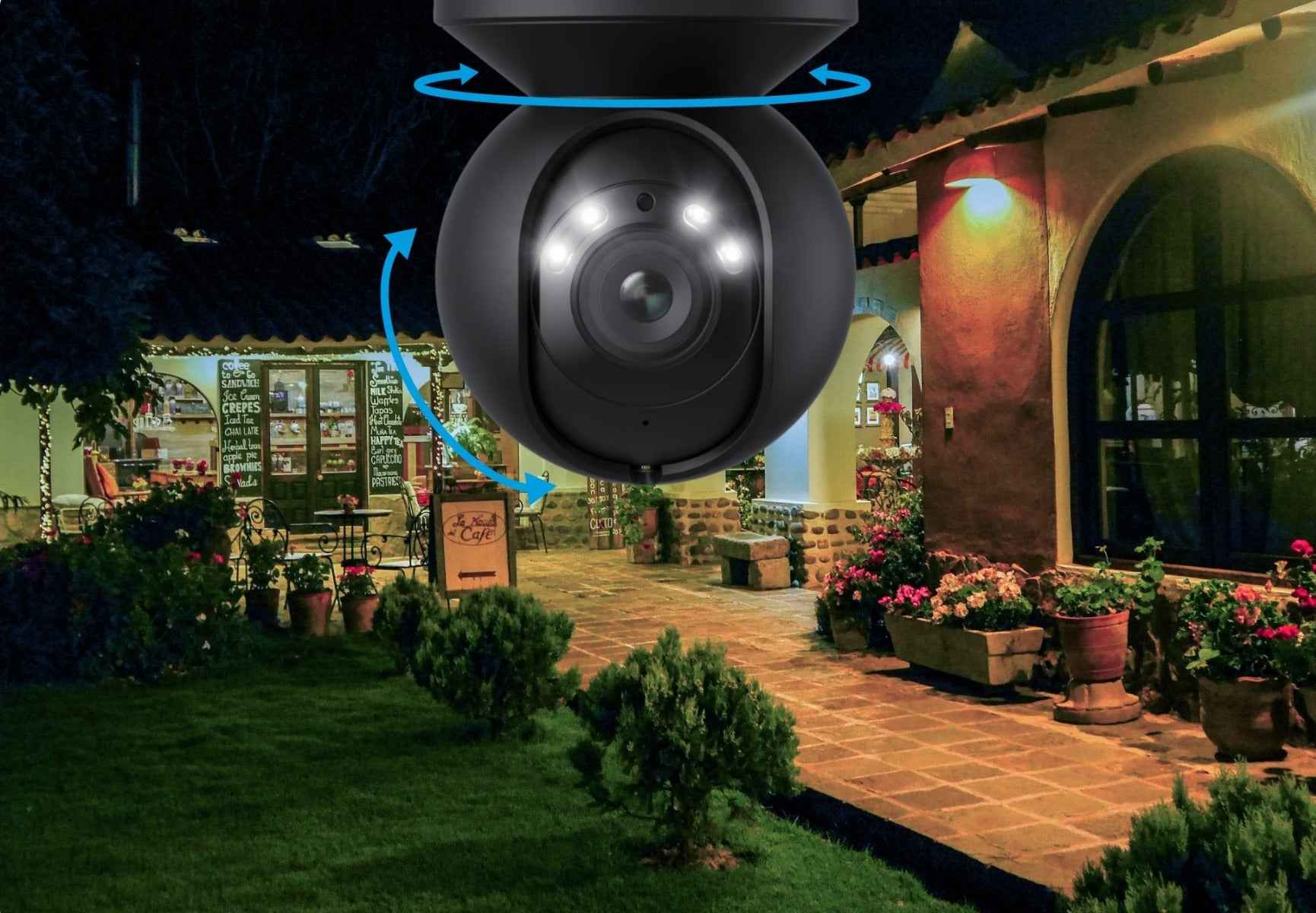 Reolink E1 Outdoor 5MP PTZ Auto Tracking AI WiFi kamera LED-kohdevaloilla (musta) - Image 3
