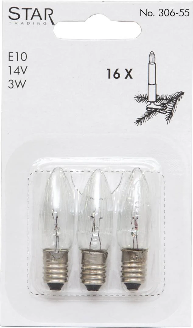 Star trading Varalamppu kirkas E10 3W 14V 3-pack