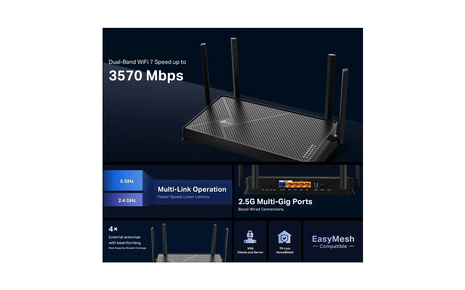 TP-LINK Archer BE230 Dual-Band WiFi 7 -reititin - Image 6