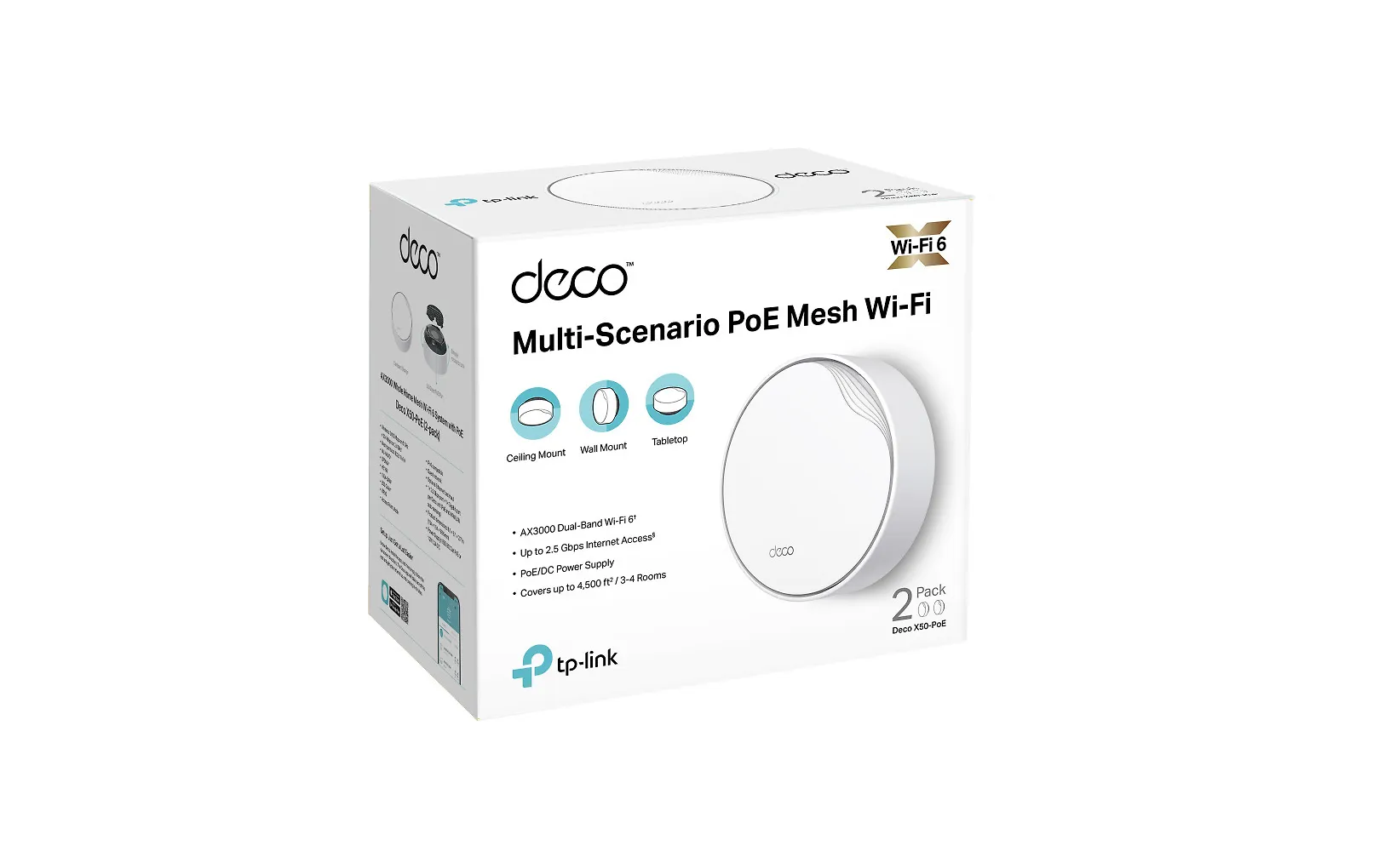 TP-LINK Deco X50-PoE WiFi 6 -Mesh-järjestelmä, 2-pack - Image 3