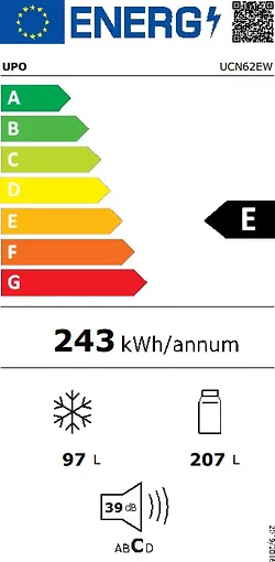 Upo UCN62EW -jääkaappipakastin, valkoinen - Image 4