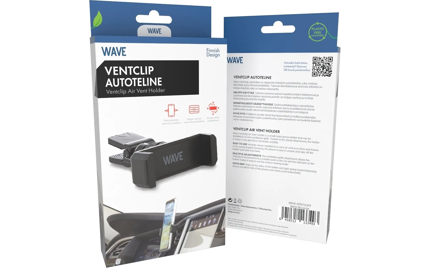 Wave Ventclip -autoteline, musta - Image 5